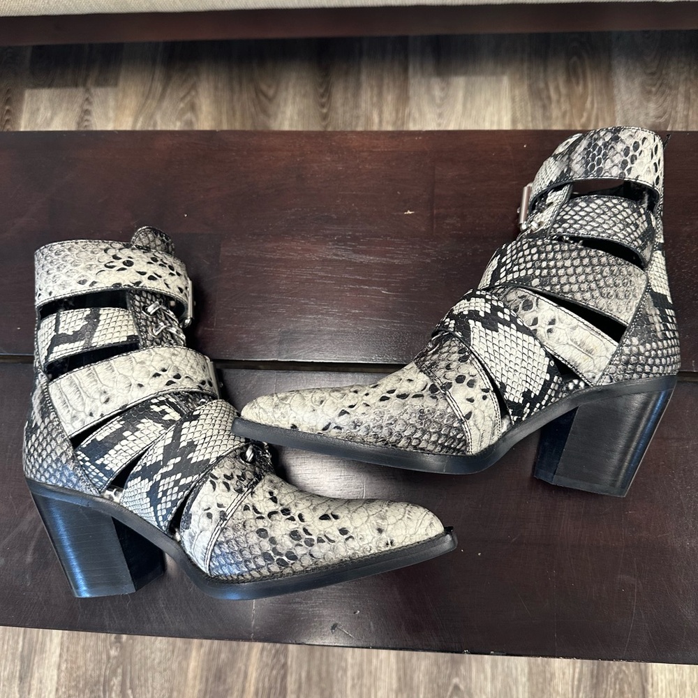 Jeffrey Campbell Pointed Python-Print Buckle Boot… - image 4